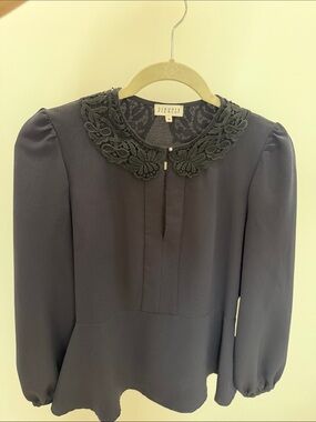 Claudie Pierlot Black Lace Collar Blouse